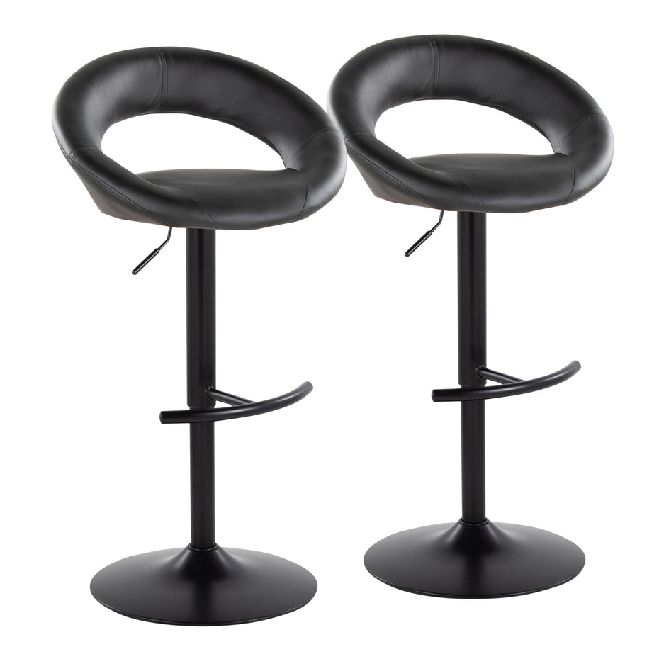 Posh - Contemporary Adjustable Barstool With Swivel & Rounded T Footrest (Set of 2)