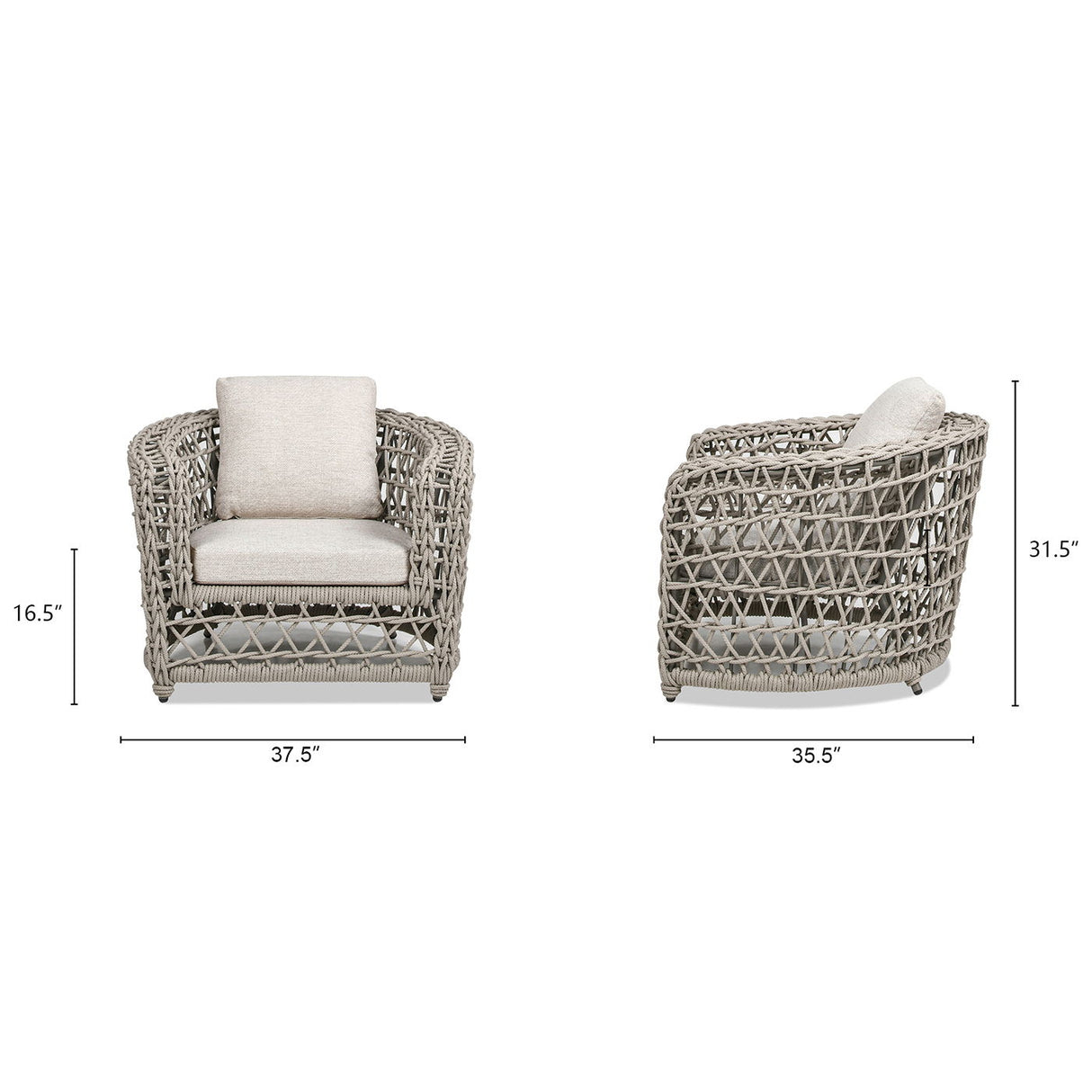 Everly - Frame Barrel Deep Seating Patio Arm Chair Axroma Olefin - Oat Beige by Jennifer Taylor Home | Bel Furniture