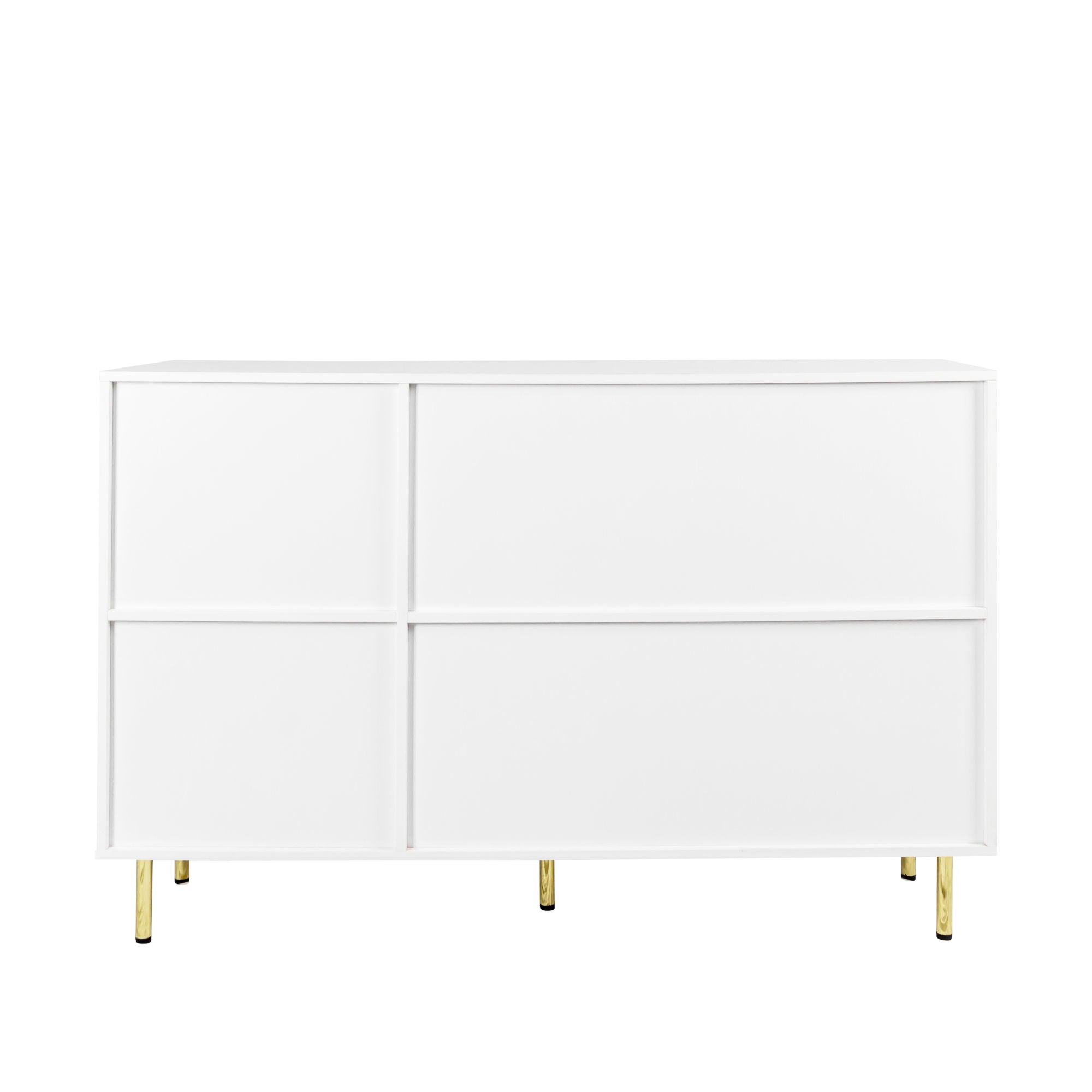 3 Door Large Storage Sideboard With Handles For Kitchen, Dining Room And Living Room, Accent Buffet Cabinet, Coffee Bar Sideboard Cabinet With 3 Doors - White / Gold