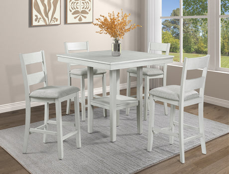 Lester - Counter Height Table Set Pearl Silver 5 Pc. Table, 4 Chairs by Crown Mark | Bel Furniture
