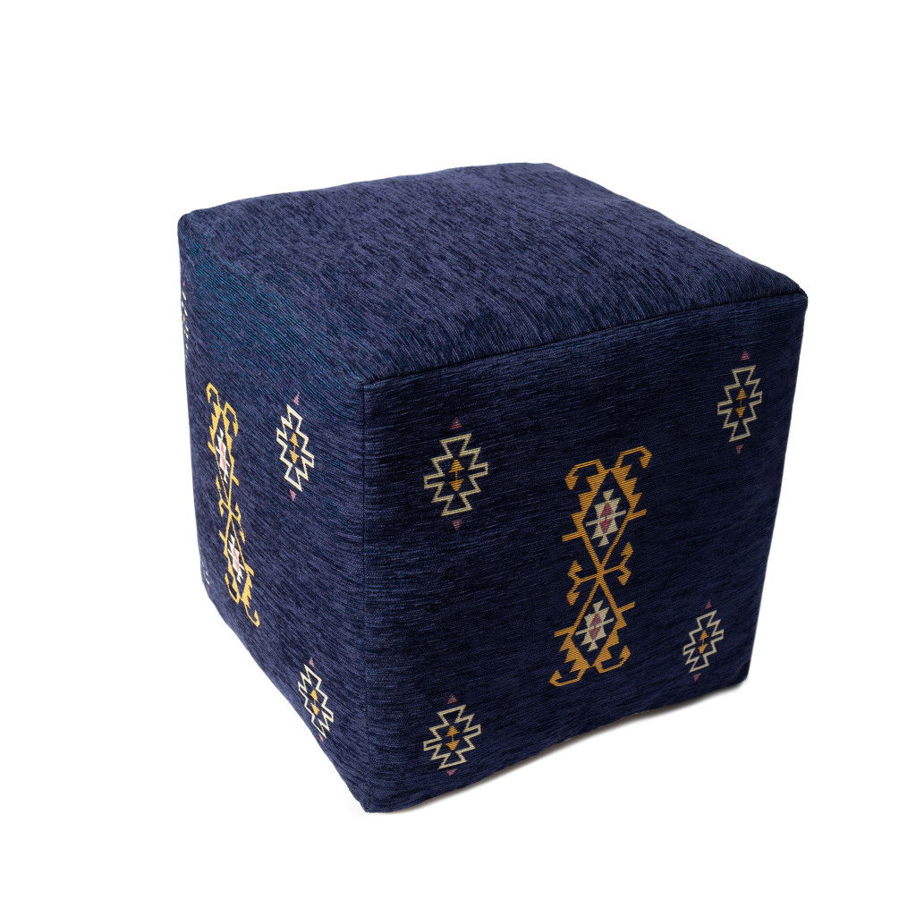 Polyester Blend Ottoman 18" - Blue