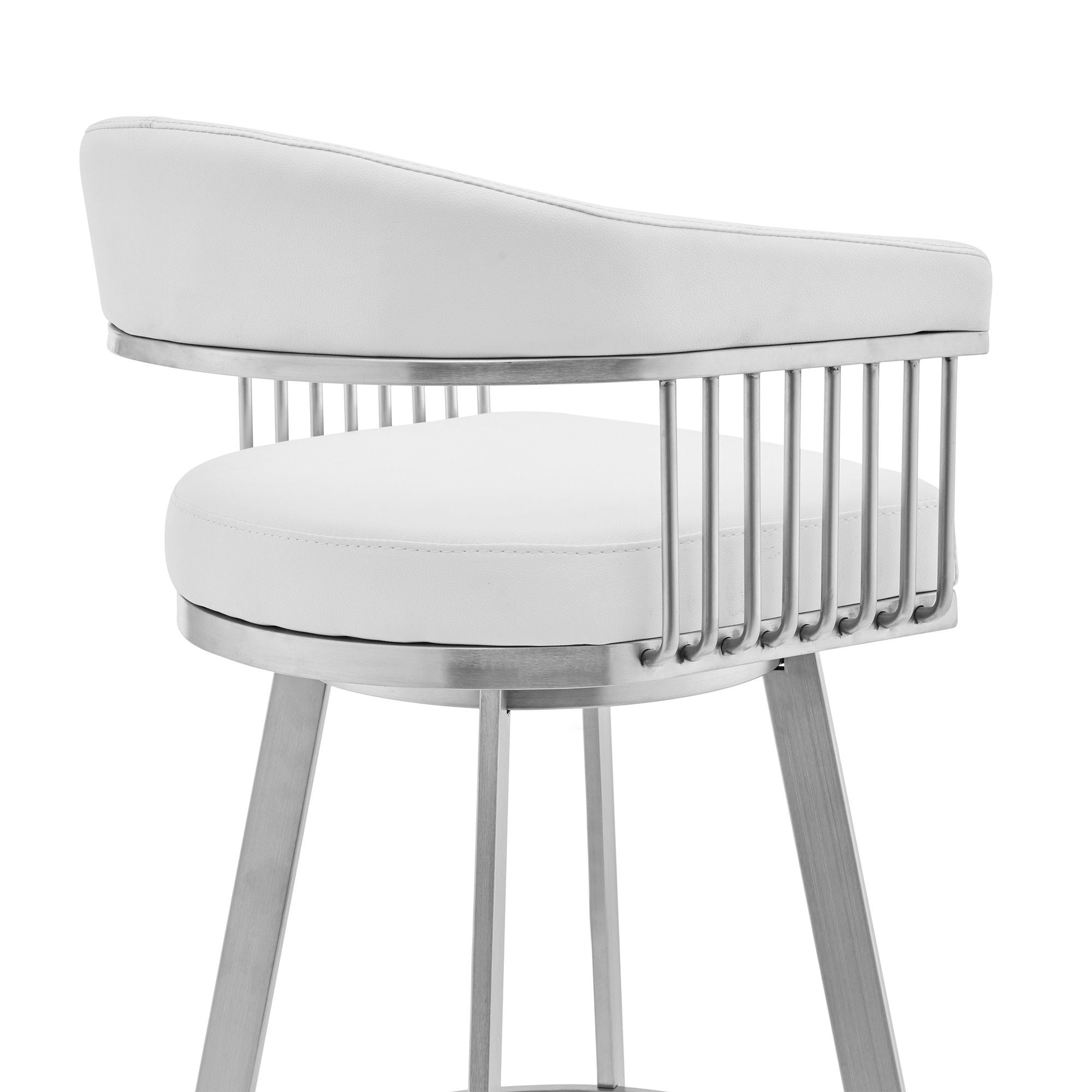 Swivel Low Back Counter Height Bar Chair - White