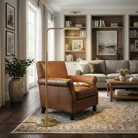 Verve - Floor Lamp With On / Off Switch Adjustable LED Round Base - Gold - view 6