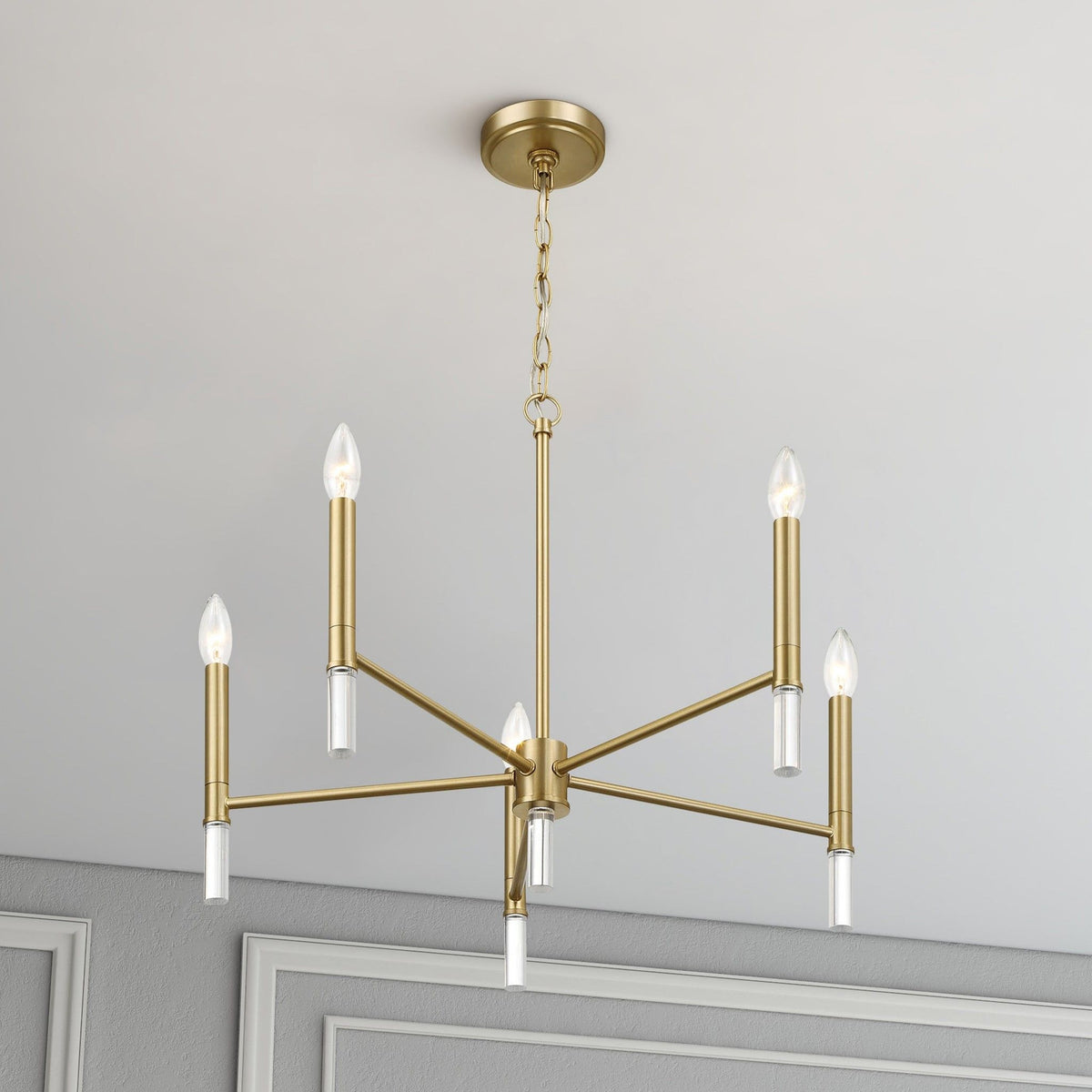 Courtyard - 5 Light Candle Light Chandelier - Clear / Gold by Ashcroft Furniture | Bel Furniture