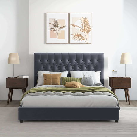 Donald - Mid-Century Modern Upholstered Platform Bed - view 13