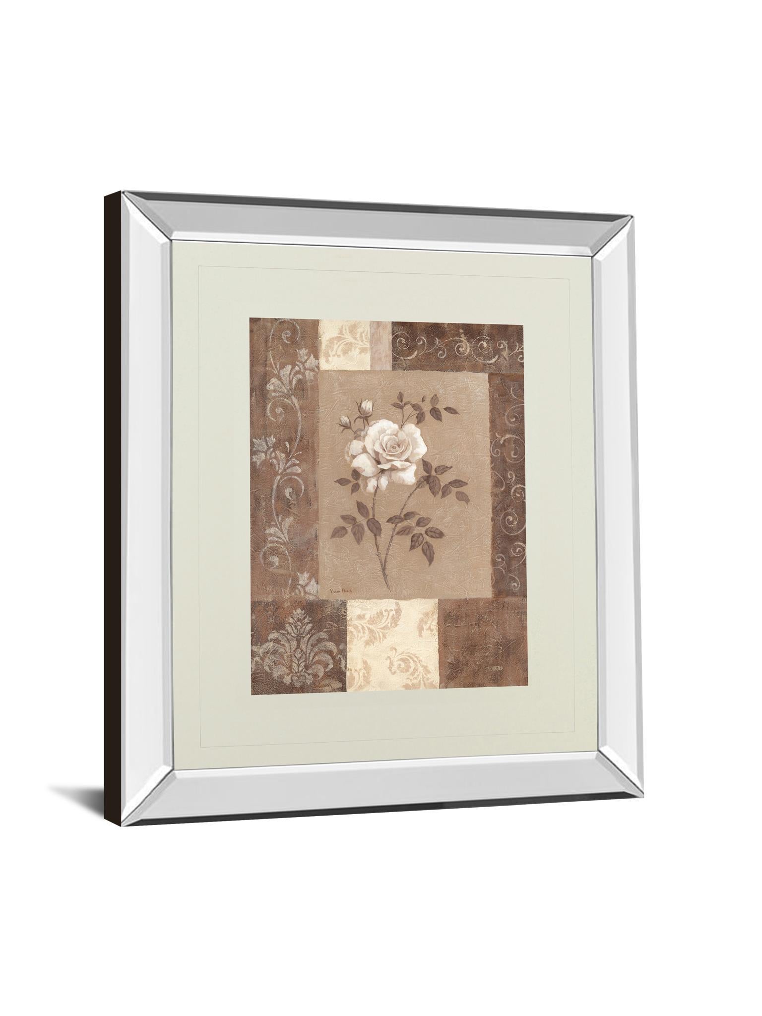 Single Rose By Vivian Flasch - Mirror Framed Print Wall Art - White