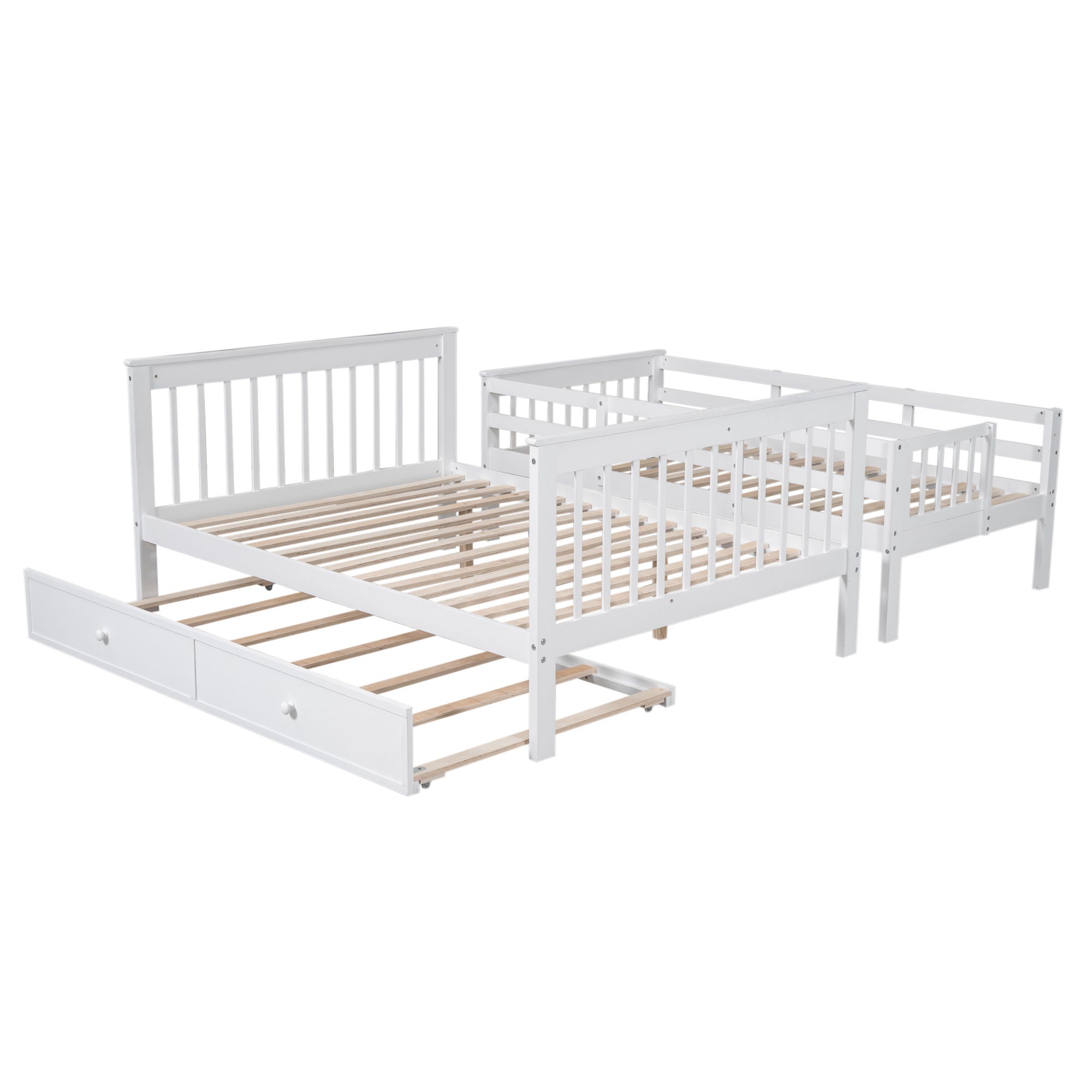 Stairway Bunk Bed With Twin Size Trundle, Storage And Guard Rail For Bedroom, Dorm