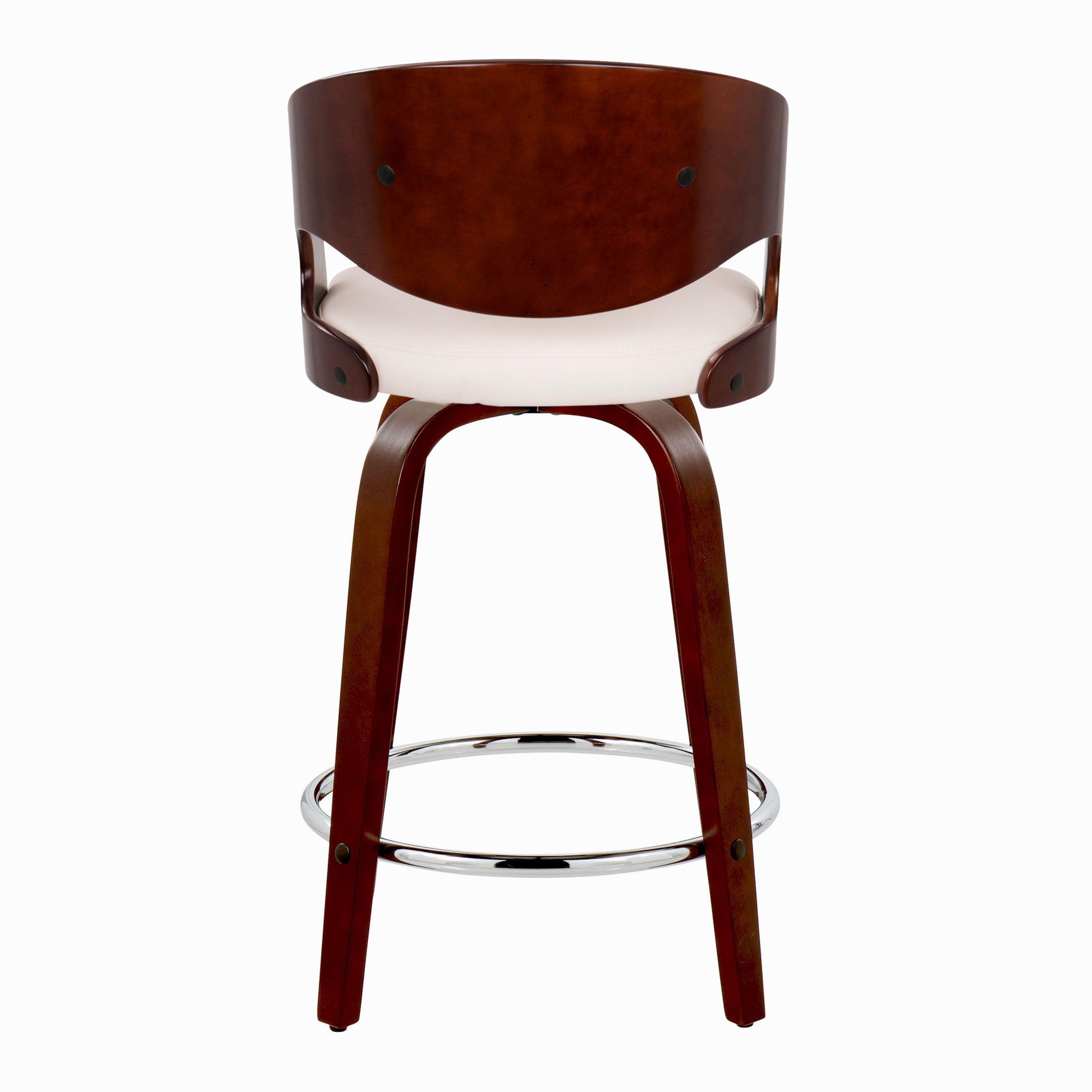 Pino - Mid Century Modern Fixed Height Barstool With Swivel With Round Footrest (Set of 2)