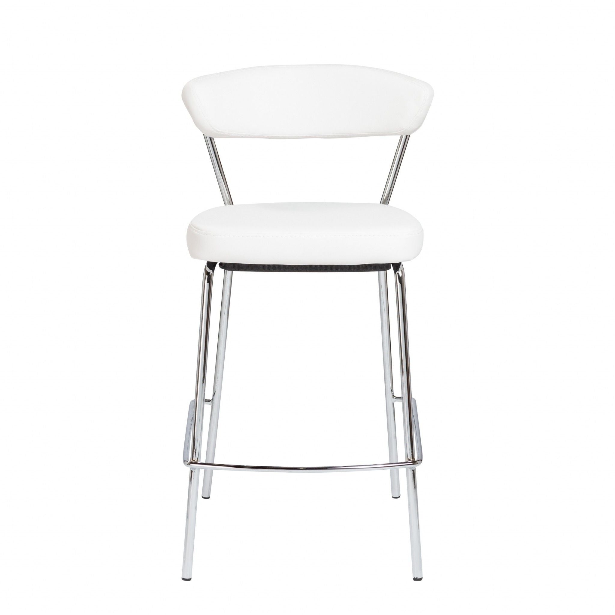 Steel Low Back Counter Height Bar Chairs (Set of 2) - White / Silver