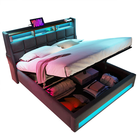 Upholstered Platform Bed With A Hydraulic Storage System, LED And USB Charging (Without Mattress) - view 26