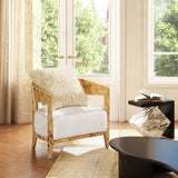 Madrid - Burl Barrel Accent Arm Chair - Seashell White by Jennifer Taylor Home | Bel Furniture