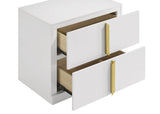 Ines - 2-Drawer Nightstand Bedside Table - White High Gloss