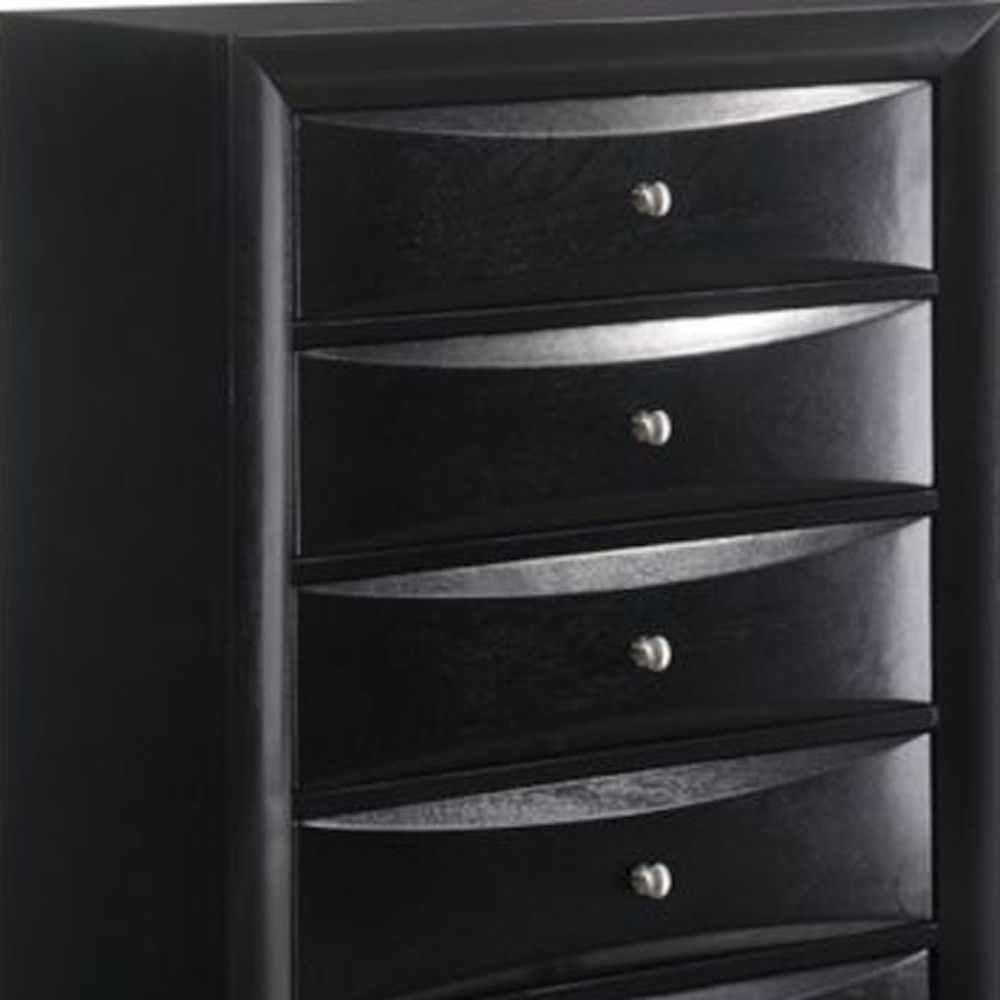 Wood Chest With Center Metal Glide - Black