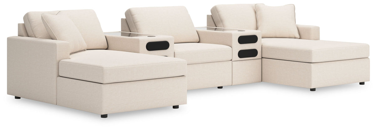 Modmax - Oyster - Sectional White 5 Pc. Double Chaise With Audio Consoles by Signature Design by Ashley® | Bel Furniture