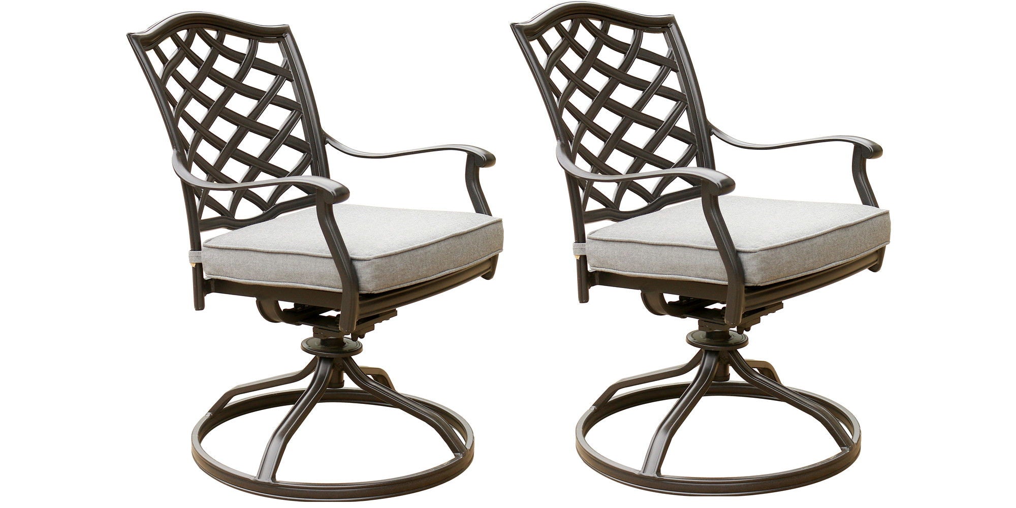 Outdoor Patio Aluminum Swivel Rocker Dining Chair With Cushion (Set of 2)