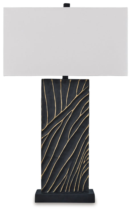 Bartlen - Black / Gold Finish - Poly Table Lamp by Signature Design by Ashley® | Bel Furniture