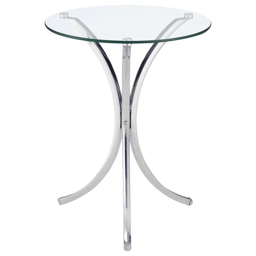 Eloise - Round Glass Top Accent Side Table - Chrome by CoasterEveryday | Bel Furniture
