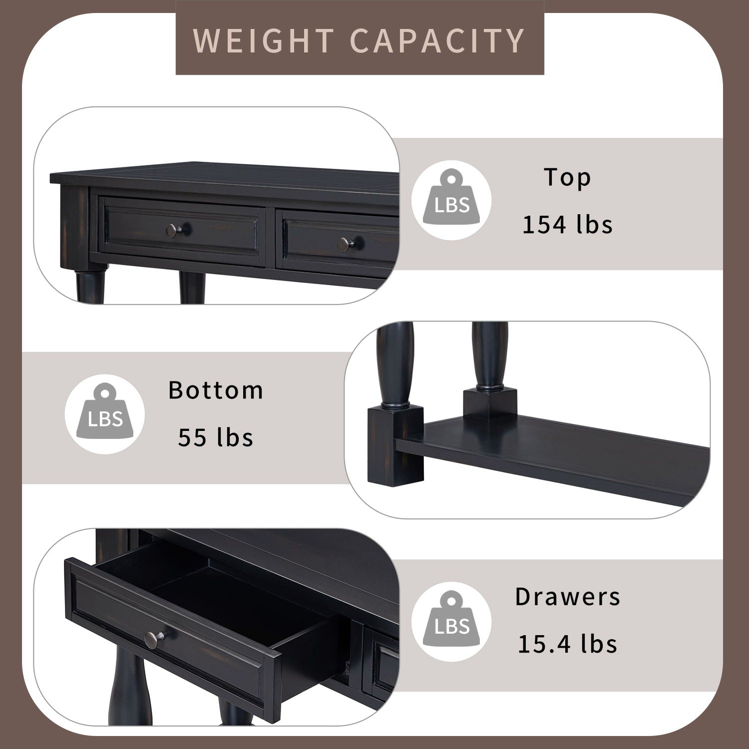 Console Table Long Console Table With Drawers And Shelf For Entryway, Hallway, Living Room