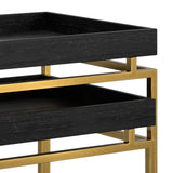 Macy - 2 Pieces Nesting Table - Black / Gold by Simpli-Home | Bel Furniture