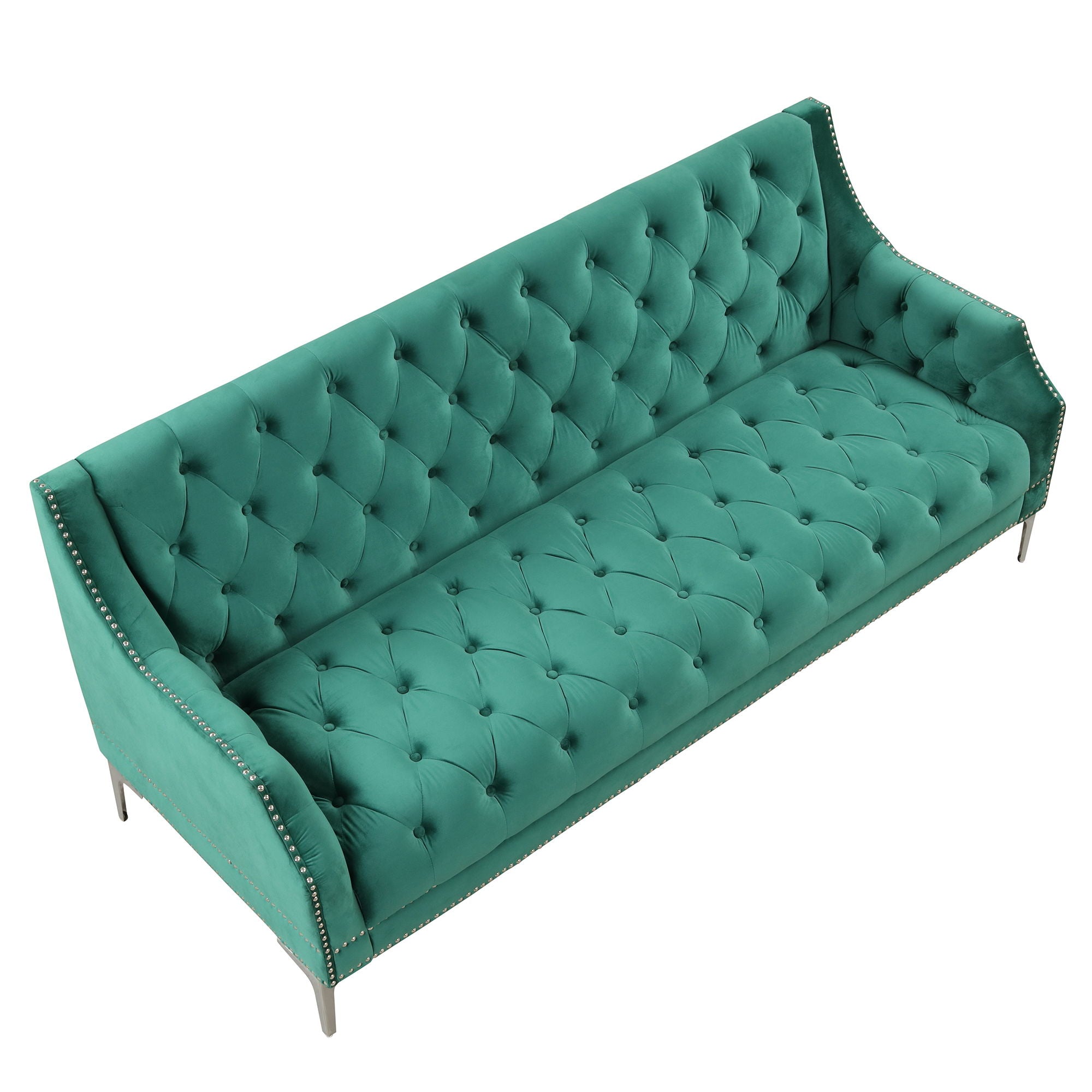 Modern Sofa Dutch Plush Upholstered Sofa With Metal Legs, Button Tufted Back