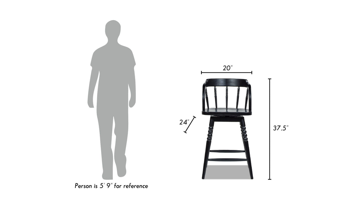 Breda - Turned Bubble Spindle Low Back Counter Stool - Black by Jennifer Taylor Home | Bel Furniture