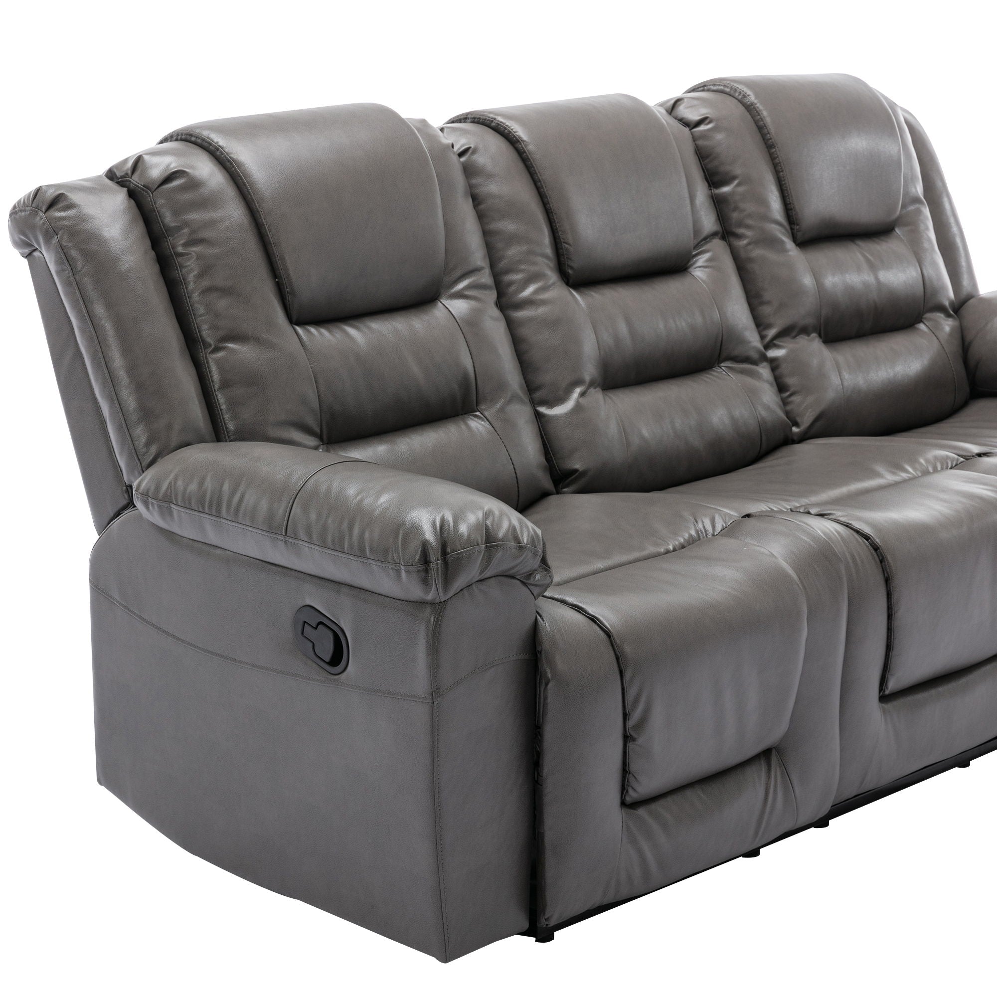 3 Seater Home Theater Recliner Manual Recliner Chair With Two Built-In Cup Holders For Living Room