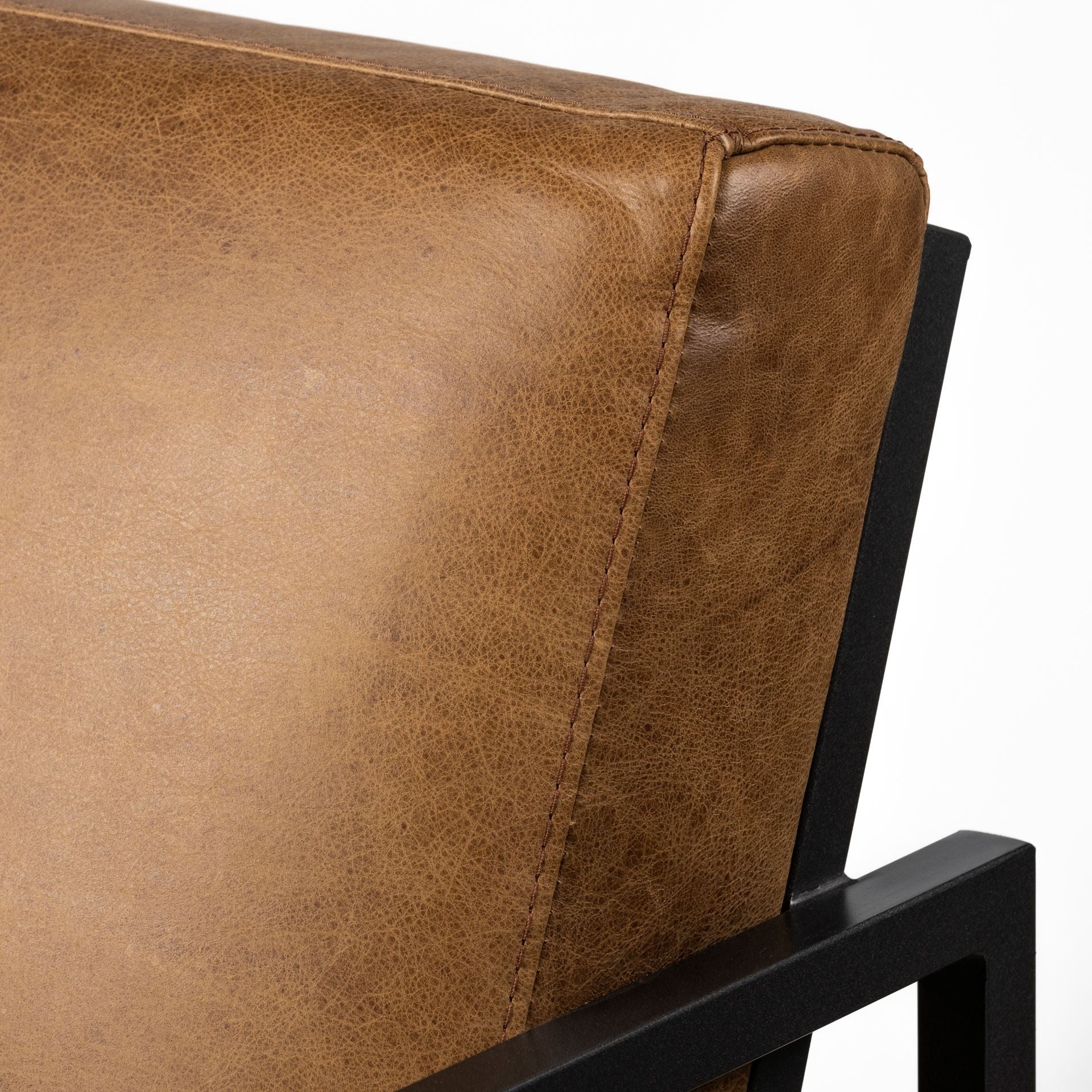 Faux Leather Distressed Arm Chair - Brown / Black