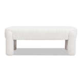 Hugo - Oval Fully Upholstered Bench - Milk Cream White by Jennifer Taylor Home | Bel Furniture