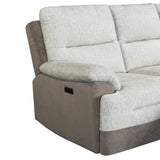 Kia - Sectional With Power And USB - Beige / Brown