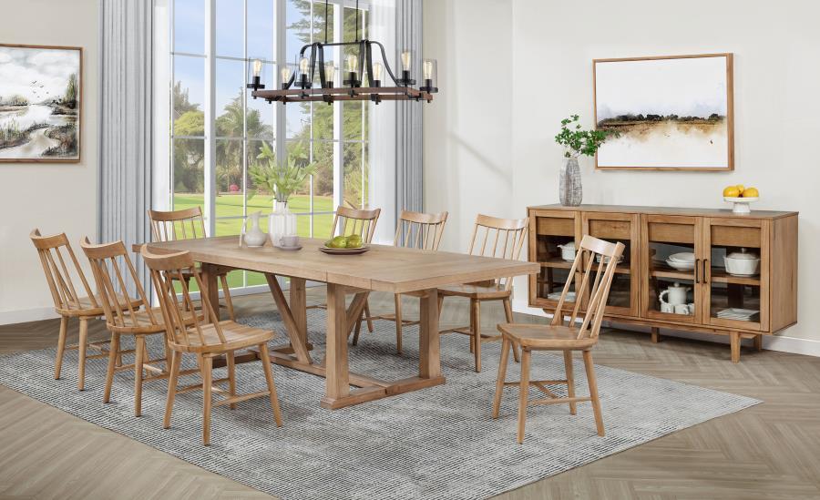 Middleton - 106" Extension Leaf Dining Set Light Brown 10 Pc. Table, 8 Chairs, Server by Coaster Fine Furniture | Bel Furniture