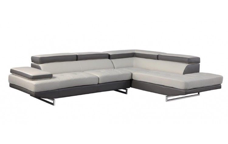 L Shaped Leather Two Piece Corner Sectional - Gray