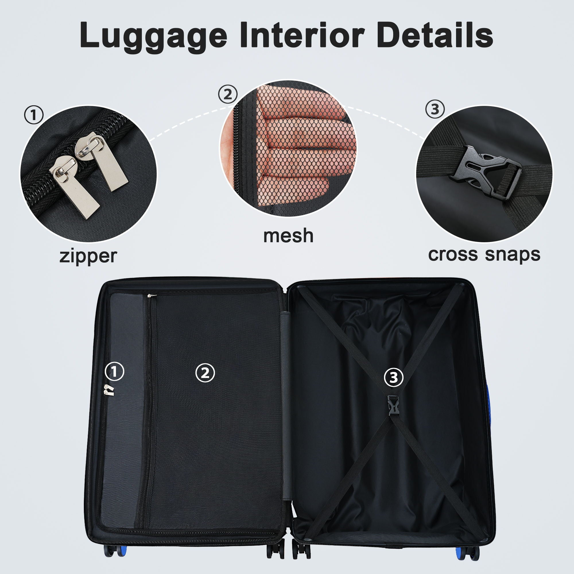 Contrast Color 3 Piece Luggage Set Hardside Spinner Suitcase With Tsa Lock 20" 24' 28" Available