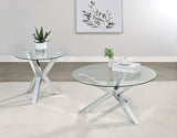 Kenzie - Round Coffee Table Set Pearl Silver 2 Pc. Coffee Table, End Table by Coaster Fine Furniture | Bel Furniture
