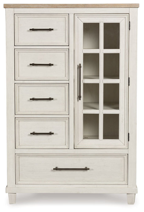 Shaybrock - Antique White / Brown - Door Chest by Benchcraft® | Bel Furniture