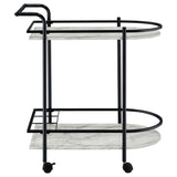 Desiree - 2-Tier Faux Marble Shelf Metal Bar Cart by CoasterEveryday | Bel Furniture