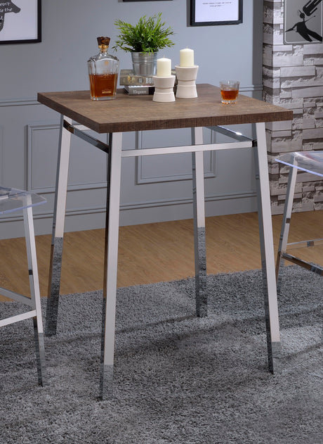 Nadia - Chrome Bar Table - Oak / White by Urban Nest | Bel Furniture