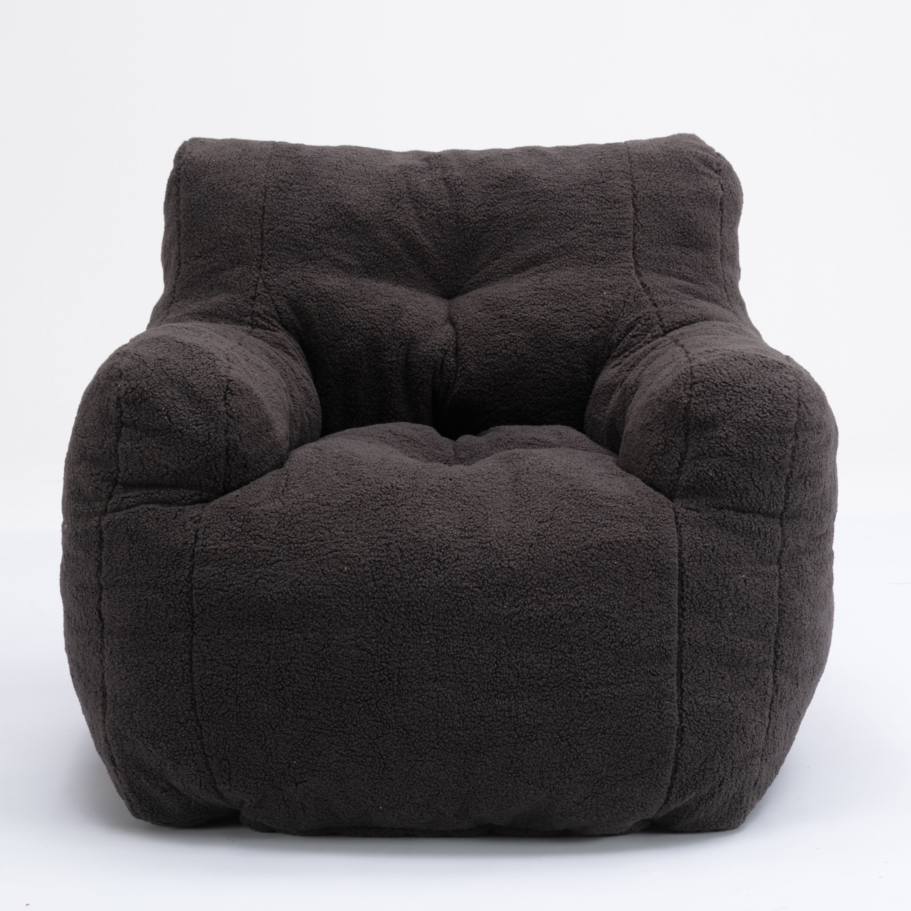 Soft Teddy Fabric Tufted Foam Bean Bag Chair With Teddy Fabric