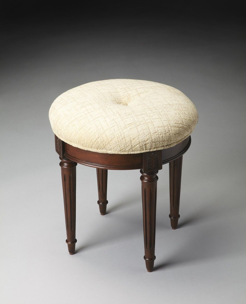 Linen And Dark Brown Ottoman - Off White