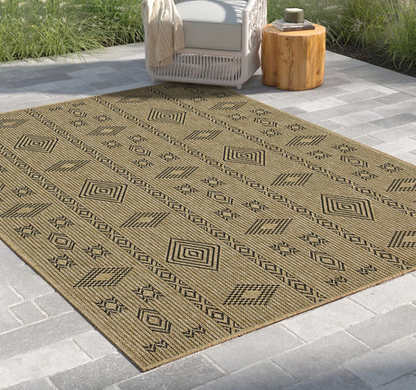 Earth - 7'10" X 10'3" Indoor, Outdoor Area Rug - Natural / Black by Icona Home Decor | Bel Furniture