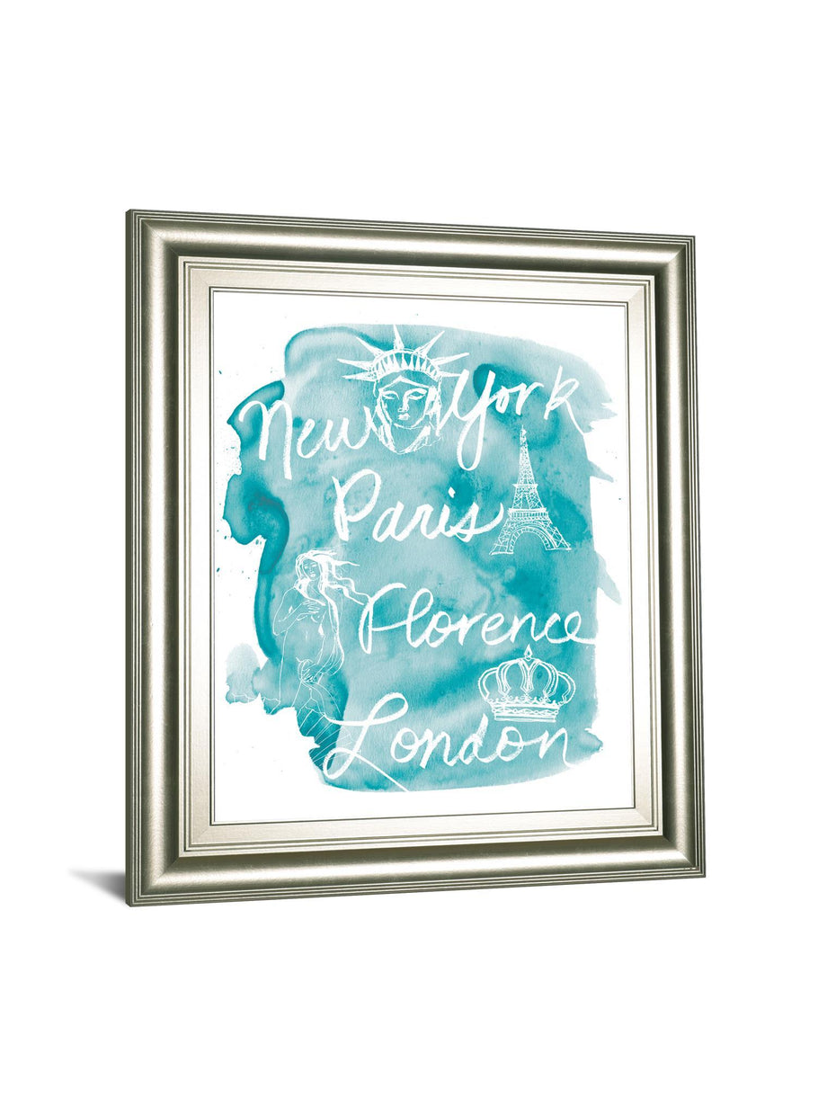 Sightseeing I By Lottie Fontaine - Framed Print Wall Art - Blue