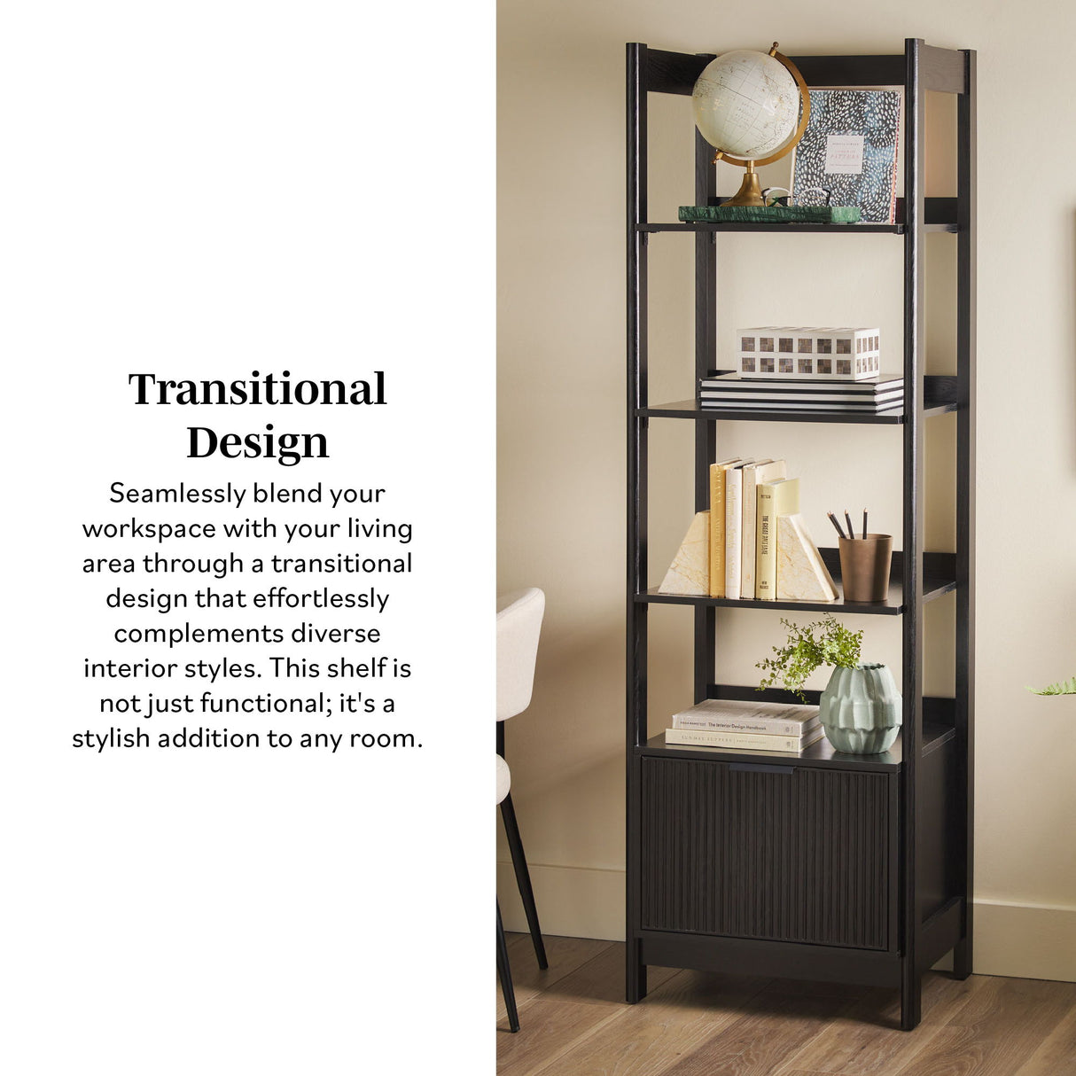 Transitional Narrow Bookshelf With Drawer On Bottom by Walker Edison | Bel Furniture