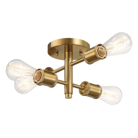 Ephemeral - 4 Lights Semi Flush Mount Ceiling Pendant - Antique Brass / Clear / Gold - view 7