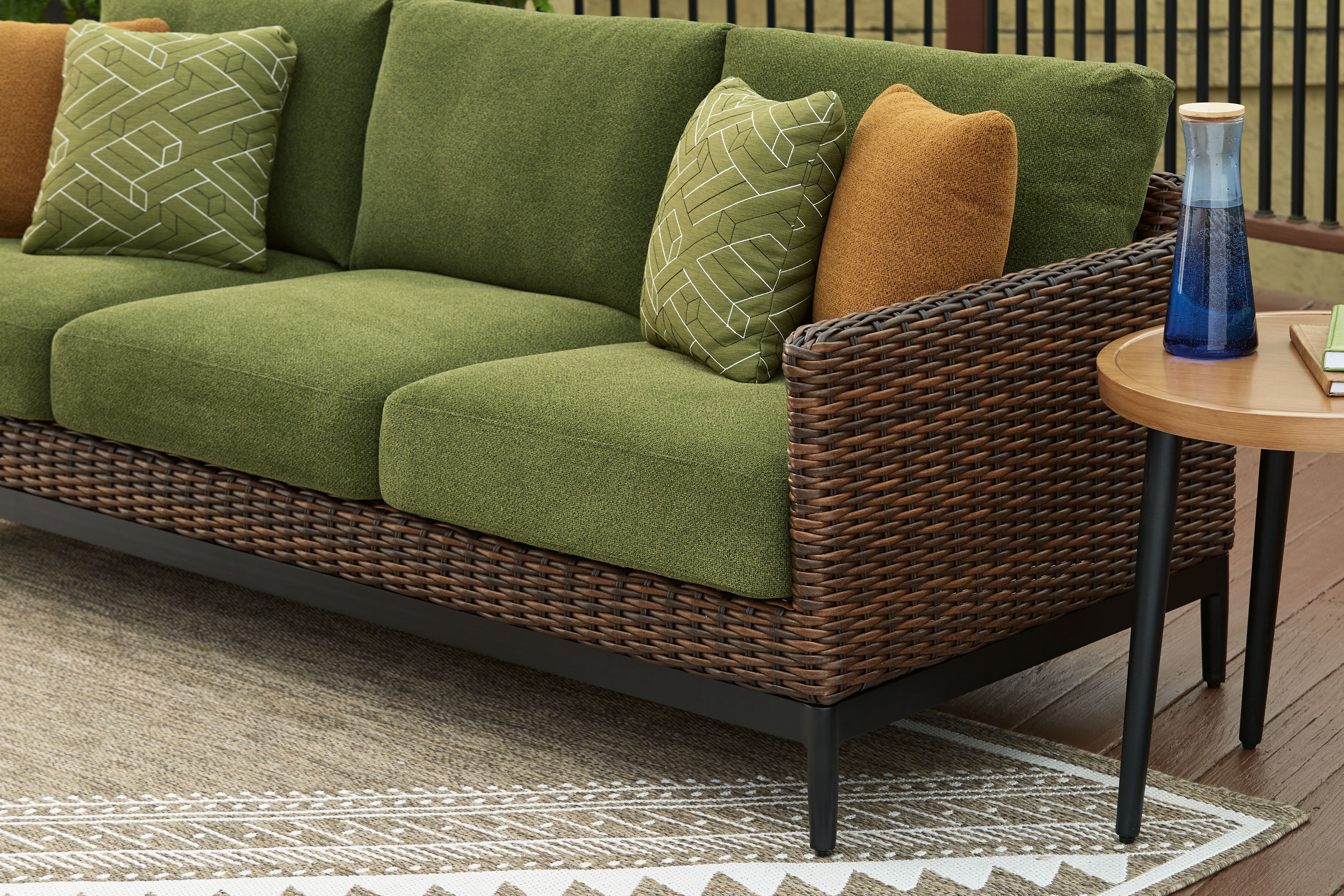 Horizon Hall - Brown / Green - Sofa With Cushion - BEL Furniture
