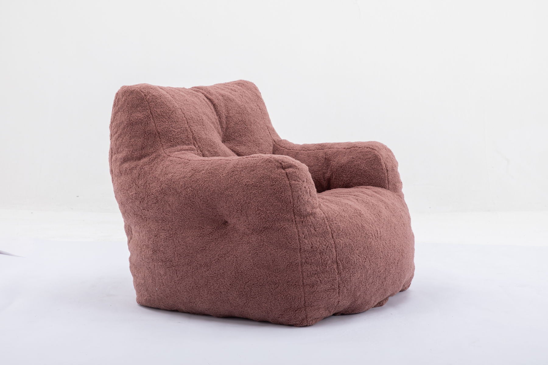 Soft Teddy Fabric Tufted Foam Bean Bag Chair With Teddy Fabric