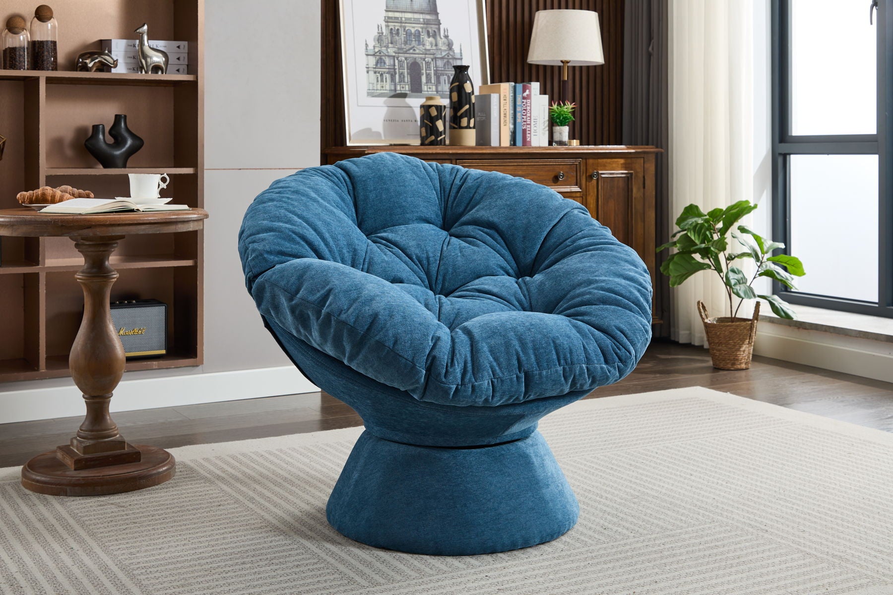 Oversized Swivel Accent Chair, 360 Swivel Barrel Chair, Papasan Chair For Living Room Bedroom