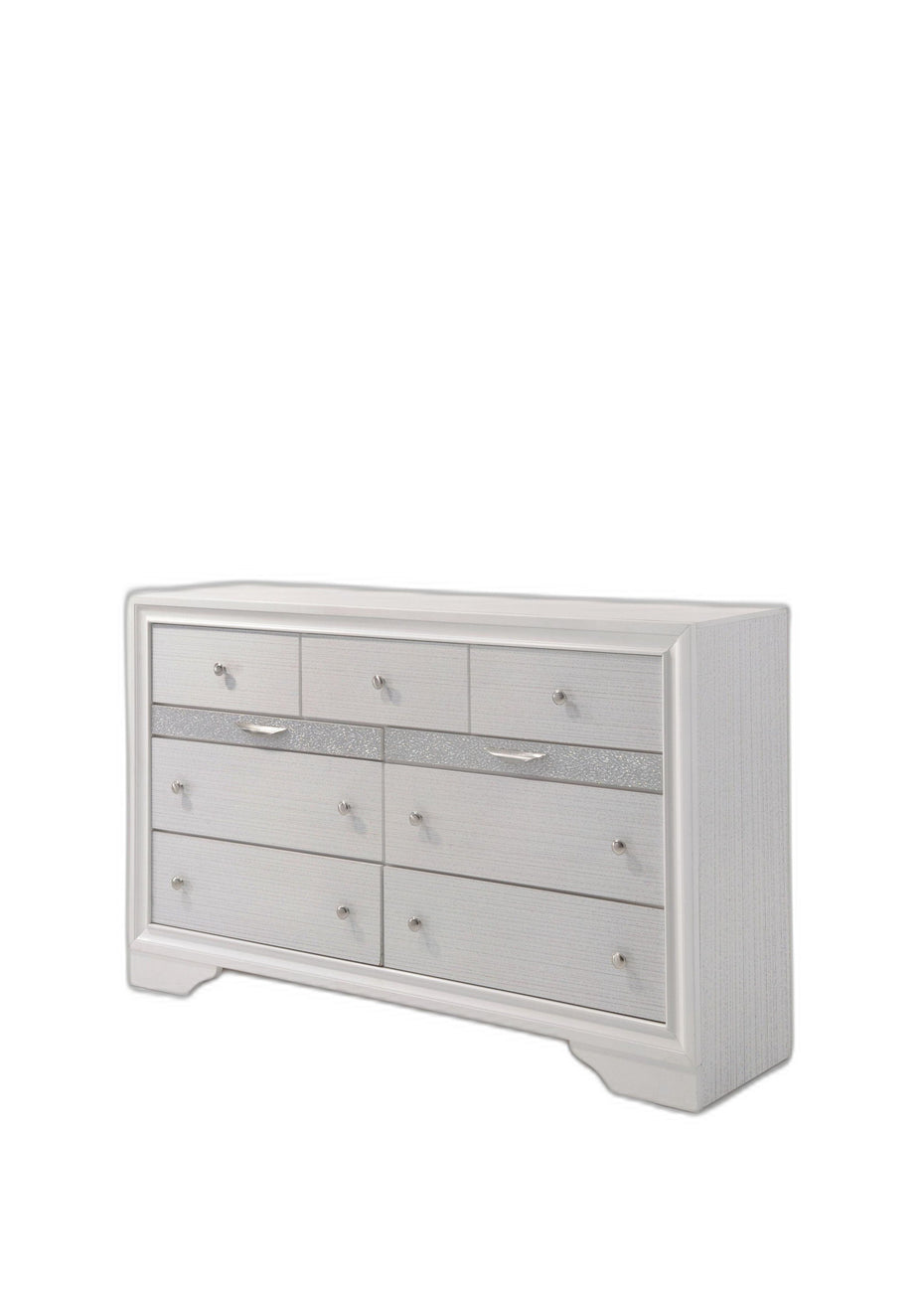 Nine Drawer Triple Dresser - White