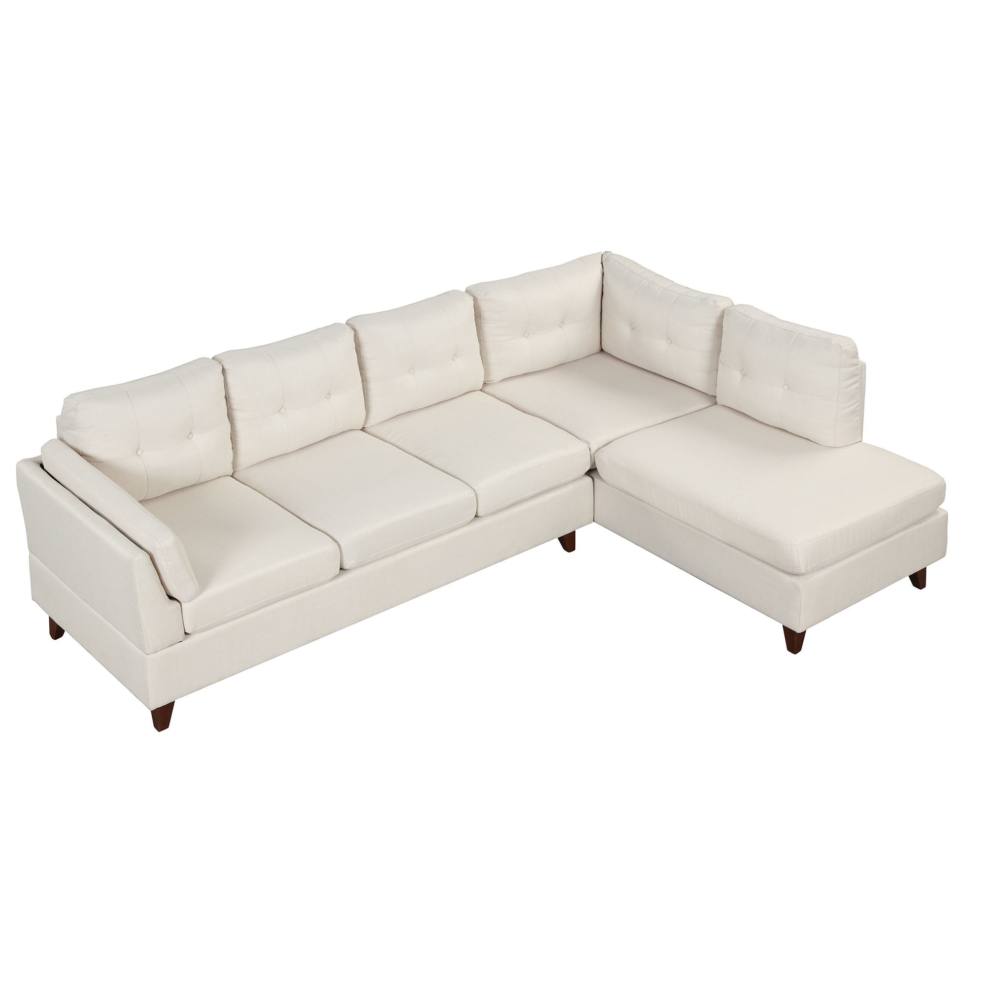 Modern Linen Fabric Sofa, L-Shape Couch With Chaise Lounge, Sectional Sofa With One Lumbar Pad