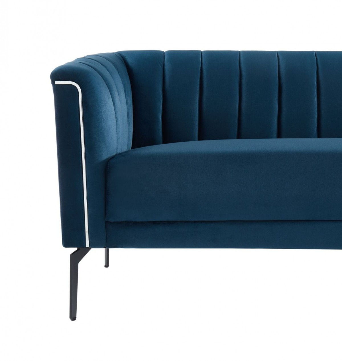 Sofa With Silver Legs - Blue