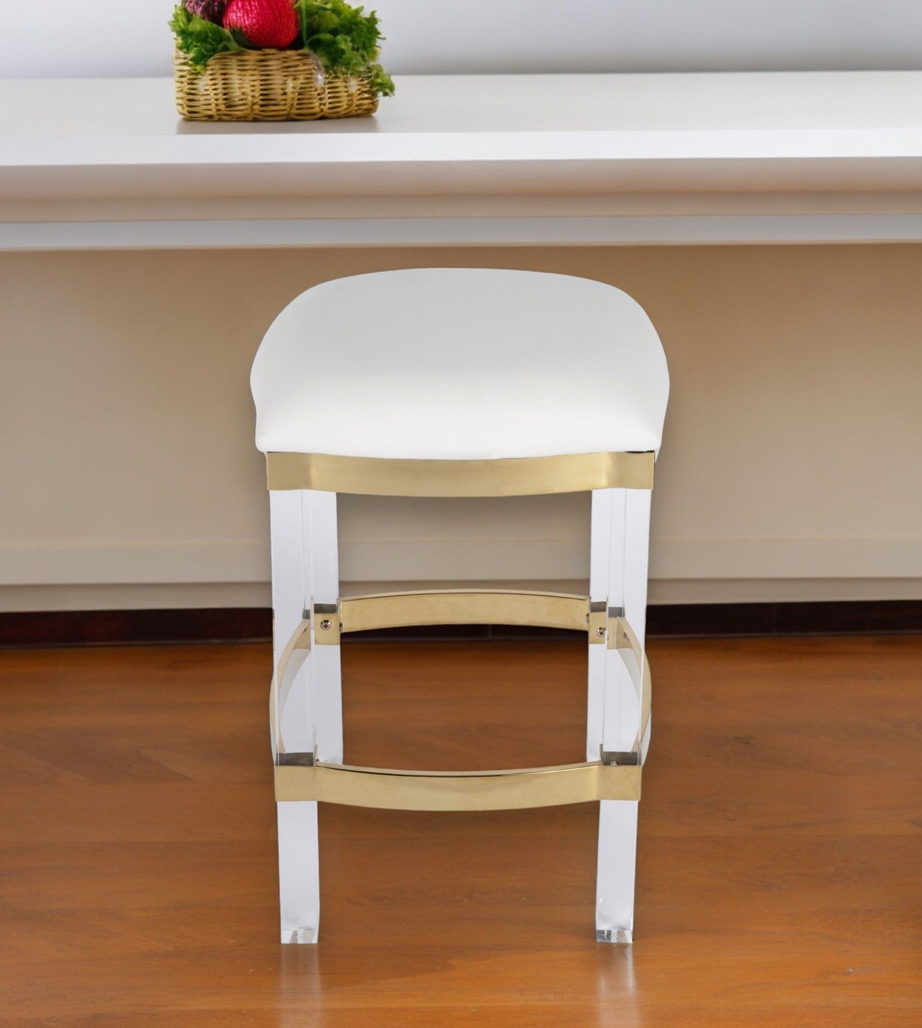 Acrylic Backless Counter Height Bar Chair - White / Clear