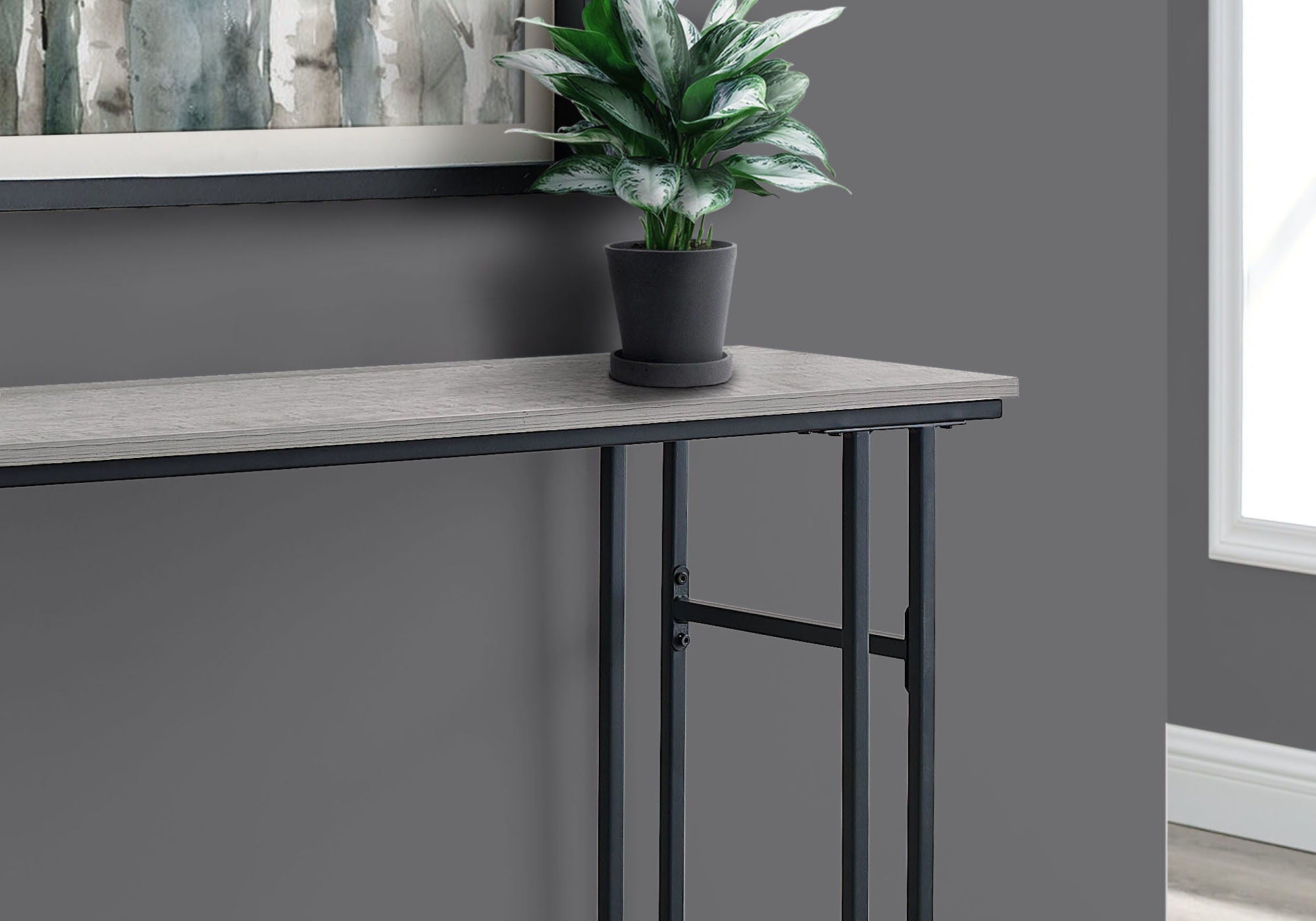 Accent Table, Console, Entryway, Narrow, Sofa, Living Room, Bedroom, Contemporary, Modern - Gray